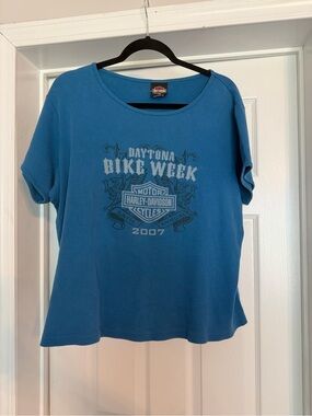 Vintage Harley-Davidson Teal Crew Neck Short Sleeve Tee